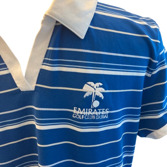 CALLAWAY EMIRATES GOLF CLUB DUBAI Collared Blue Striped Shirt Short Sleeve - Picture 3 of 11